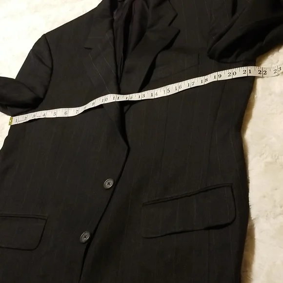 Burberry Blazer Jacket Mens 42 Wool Black Striped Vintage